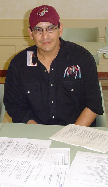 Arnie Jack (Tsilqotin / Secwepemc), B.C. Canada, making a submission on John Graham´s case to the Human  Rights Committee of the United Nations, Geneva, Switzerland, May 14, 2007.  Photo: Marlis Schnyder.